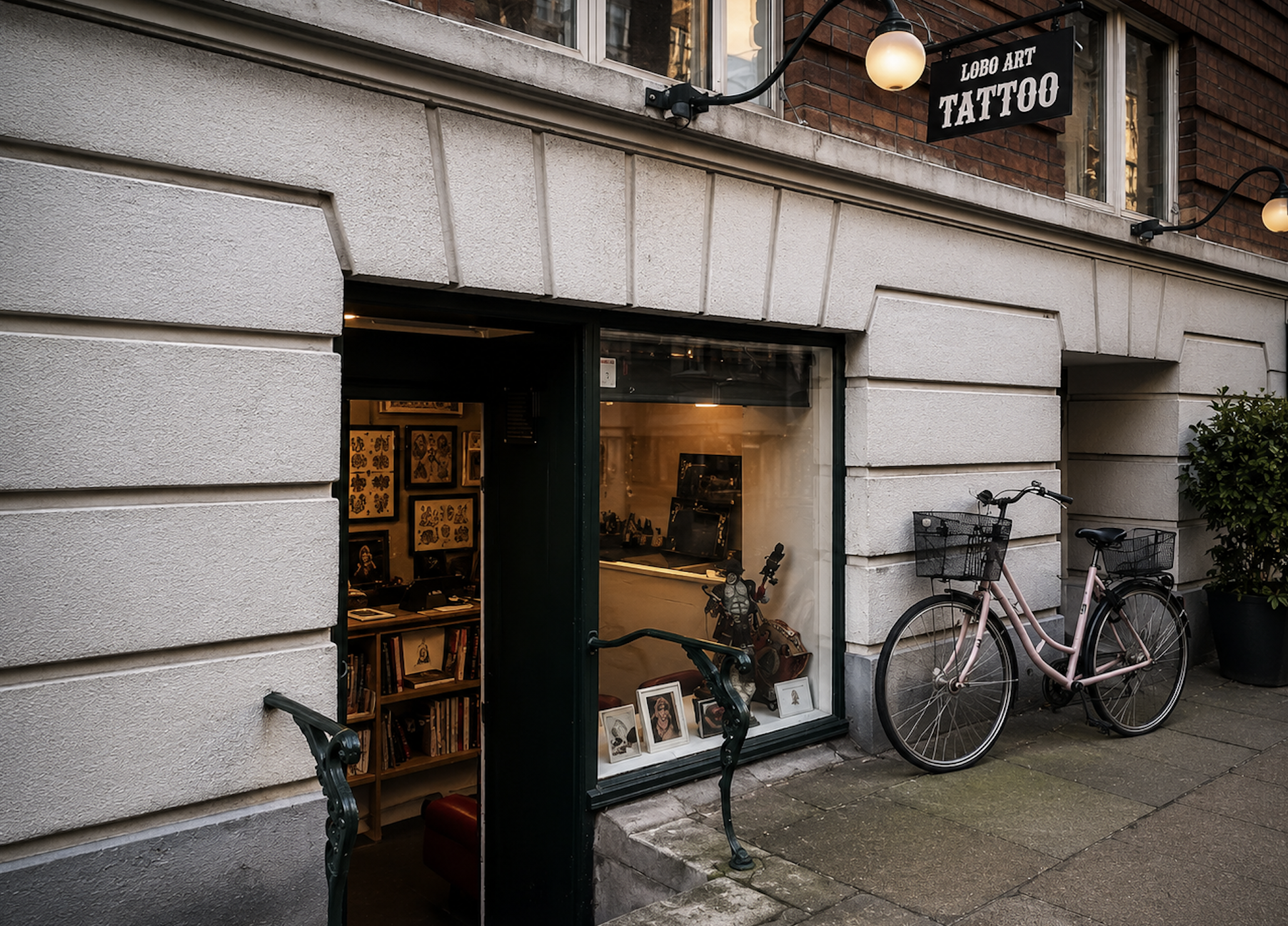 Lobo art studio i København — facaden og stemningen ved Knabrostræde.